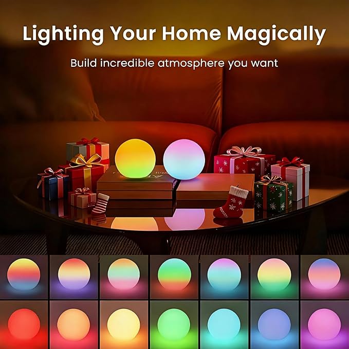 LOFTEK 3-inch Smart Sphere Night Light, Multi-Color Rechargeable Ball Lights, RGB Mood Lighting, Waterproof Ambient Light for Home Bedroom Patio Pool Decorative Lighting, Birthday, Xmas Gift, 1 Pack