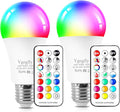 Vgogfly RGB Led Light Bulbs 10W Color Changing Light Bulb with Remote Control 5000k Daylight White (2 Pack) Remove Battery Separator Before Use