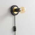 BRIGHTTIA Luna 1-Light Plug-in Wall Sconce - Mid Century Modern Minimalist Bedroom Home Office Lighting - Portable Wall Lamp for Apartments & Small Spaces with No J-Box - Black & Gold (BW0026-1BGP)