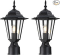 Dusk to Dawn Outdoor Post Light, Pole Lantern, Waterproof Die-Cast Aluminum Pole Light Fixture with Glass, Exterior Post Lamp for Garden Yard Patio Pathway, Matte Black, 2-Pack