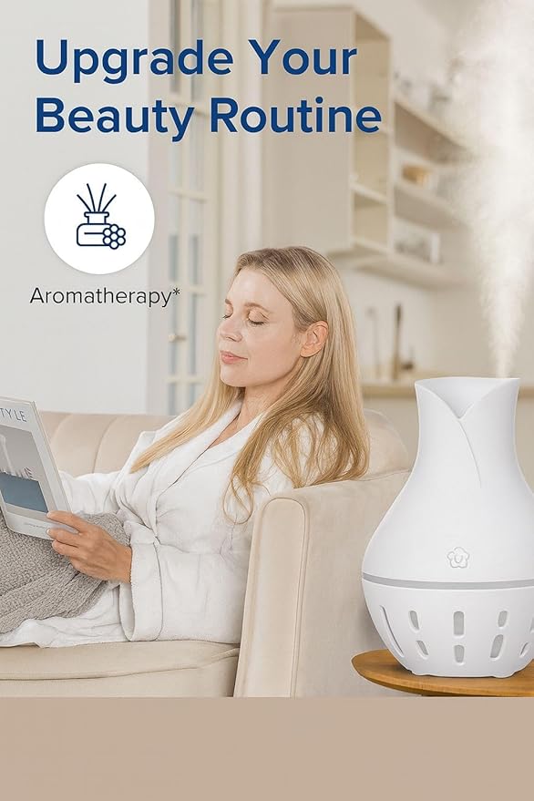 300ML Air Humidifier & Aroma Diffuser Home Fragrance Room Decor Essential Oil Diffuser Humidifiers for Bedroom Cool Mist 7 LED Light Car Air Freshener (White-2)