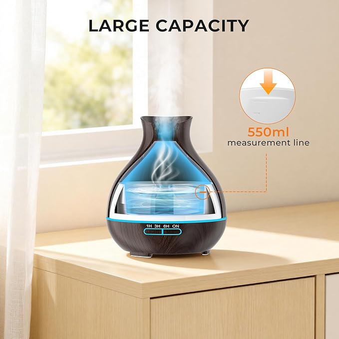 BZseed Aromatherapy Essential Oil Diffusers,2 PCS 550ml High Mist Output Humidifiers for Large Room, Home, Waterless Auto-Off, 7 Color LED Lights Cool Mist Humidifier Ultrasonic Diffusers