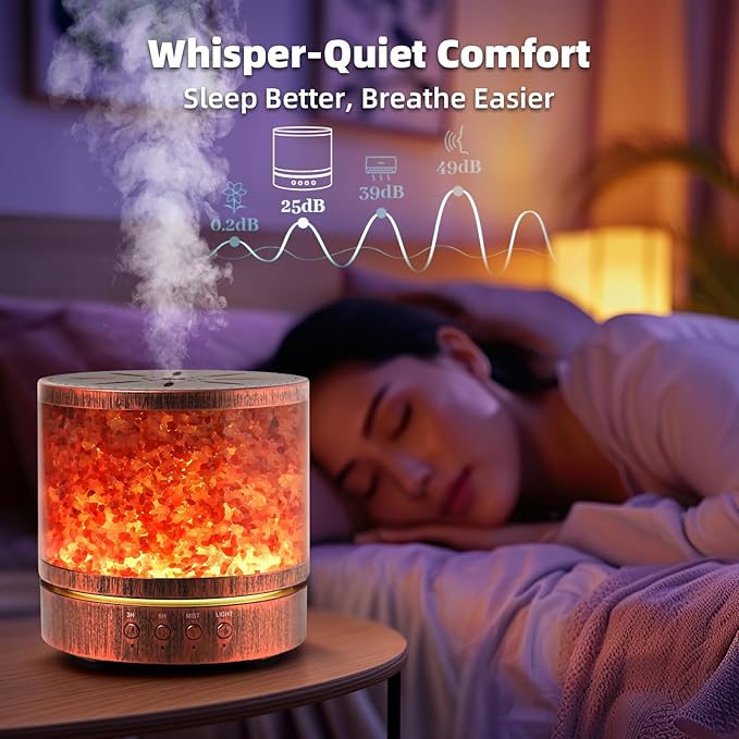 Essential Oil Diffuser Himalayan Salt Lamp - Aromatherapy Diffuser Cool Mist Humidifier 400ml Ultrasonic Aroma Diffusers Humidifier Gifts Ideas for Mom, Red Bronze