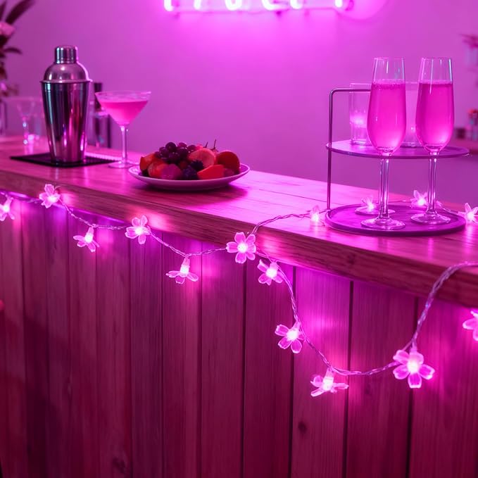 Pink Cherry Blossom Flower Lights String Indoor Decor, 33Ft 100 LED Decorative Hanging Hot Aesthetic Fairy Floral Lamp for Bedroom Decorations When Valentine's Day, Wedding Party, Christmas