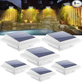 KEENZO Outdoor Solar Lights - Gutter Lights 6pcs, Solar-Powered LED Wall/Fence/Step/Deck Lights with 25 Warm White LED, Outdoor Waterproof Lighting for Garden, Patio, Backyard, Pathway and Eaves Wall