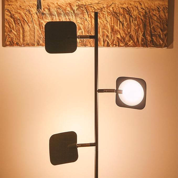 Brightech Tree Floor Lamp for Living Rooms & Offices, Dimmable Standing Lamp for Bedroom Reading, LED Spotlight Floor Lamp, Tall Lamp with Adjustable Panels for Minimal Space Use - Bronze