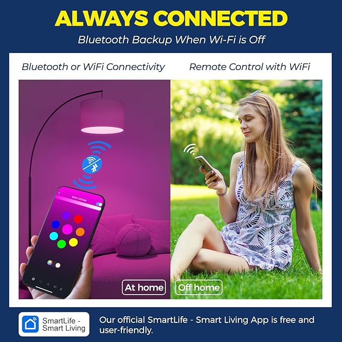 Lightinginside Smart Light Bulb 1100LM, RGBCW BR30 E26 Bulb Works with Alexa/Google Home/SmartLife, 2.4G WiFi Bluetooth Recessed Flood LED Bulbs 12W, No Hub Required, 75W Equivalent, ETL Listed, 4PCS