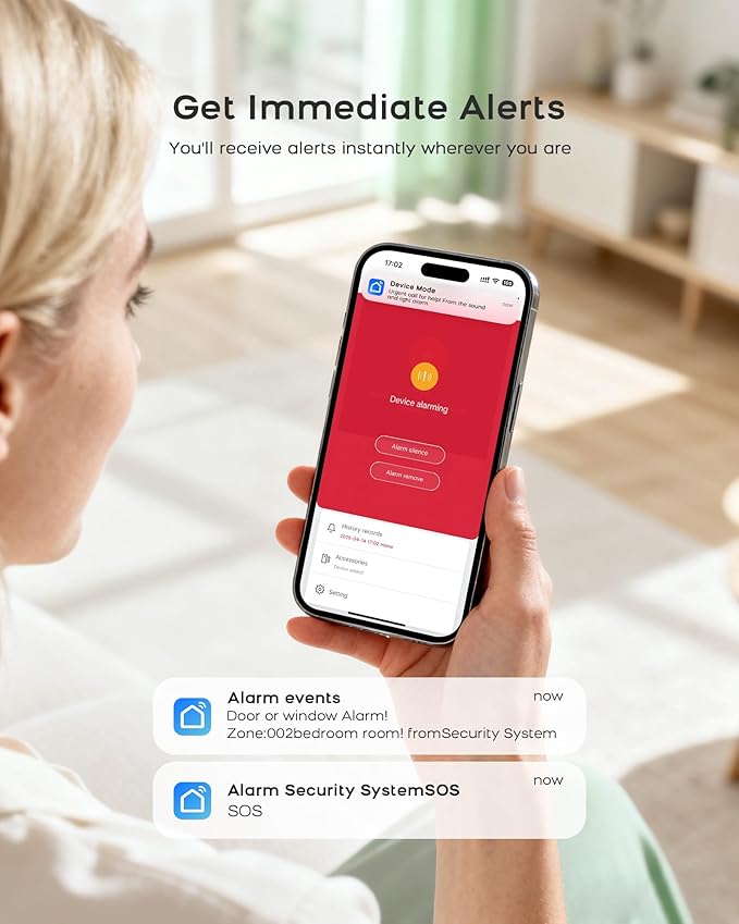 Alarm System for Home Security, Wireless Alarm System 20 Piece Kit with Phone APP Alert Alarm Siren Door Window Sensor Motion Sensor Compatible with Alexa No Contract Ideal for Home, Apartment