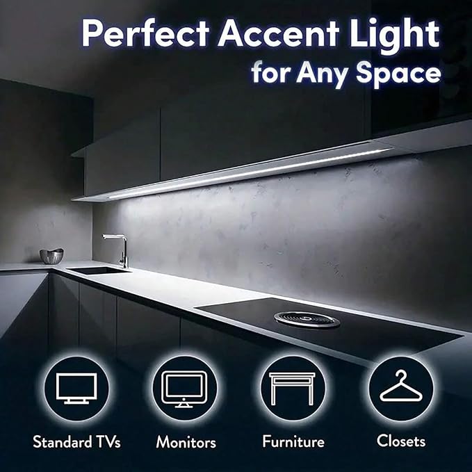 5V USB LED Strip Lights, 3.28FT COB Light Strip White, Short LED Strip Light, Flexible Bright 5V Led Strip for Under Cabinet, Kitchen, TV Backlight, Shelves, Displays and TV Lights