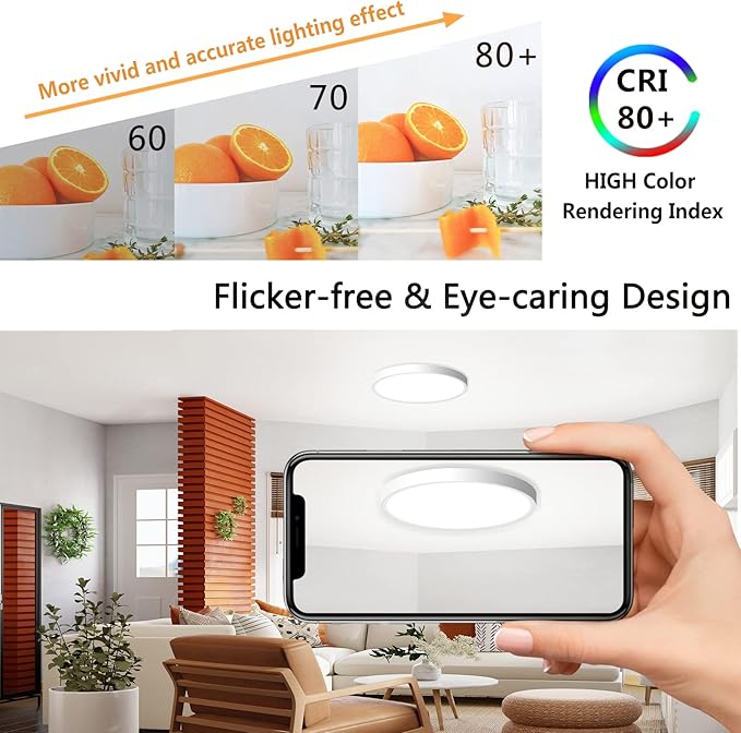 4 Pack LED Flush Mount Ceiling Light Fixture, 9inch LED Ceiling Light White, 18W 5000K Low Profile Slim Flat Surface Mount Ceiling Lights for Kitchen Hallway Laundry Stairwell Basement Closet
