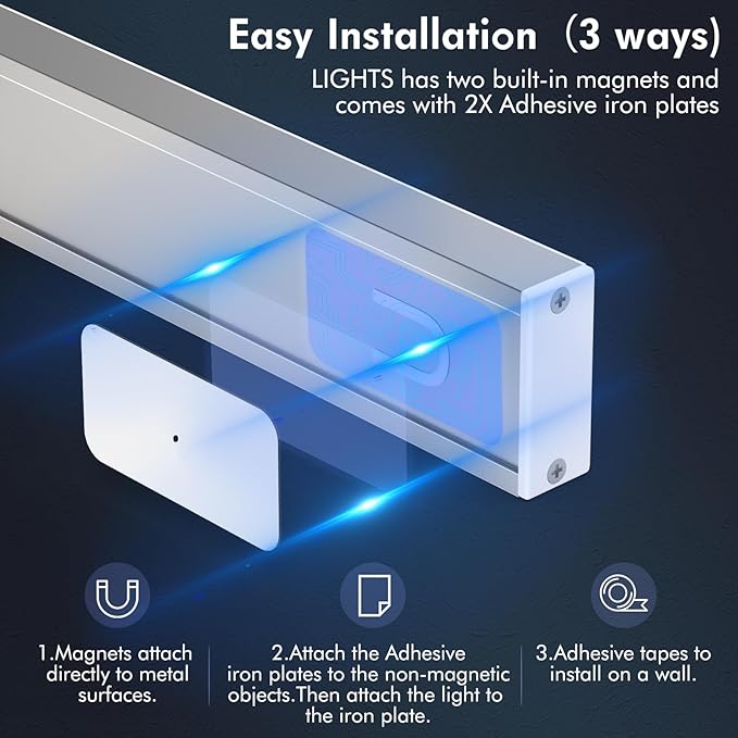 Under Cabinet Lights 14.5 Inch,Under Cabinet Lighting 63LEDS 2500mAh,Motion Sensor Light Indoor Rechargeable Battery Operated,Dimmable Under Counter Lights for Kitchen,Drawers,Wardrobe,Stair Bedroom