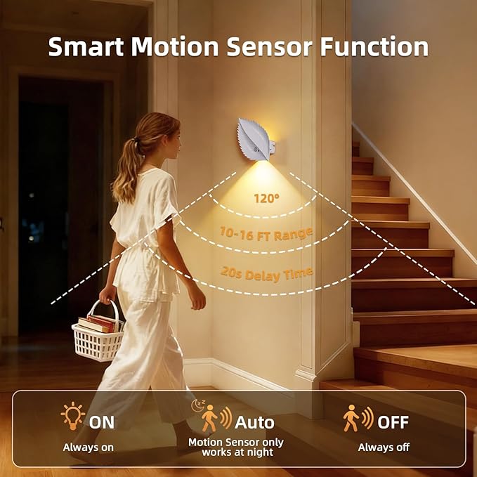 Motion Sensor Wall Light with Remote Control, 10 RGB and 3 Colors Dimmable Wireless Wall Sconces, Battery Operated Wall Sconce for Hallway, Living Room, Stairs, Bedroom (1 Pack)