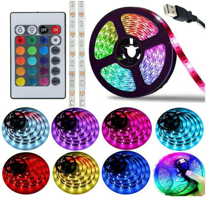 asky DC 5V LED Strip Light USB Mood Color Changing Lights TV Backlight RGB + Remote (0.5m)
