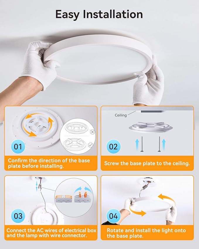 12 Inch Flush Mount Ceiling Light, Smart RGB+IC LED 2400LM Dimmable Ceiling Lamp with APP & Remote Control, 2700K-6500K Color Changeable Light for Bedroom Living Room, Works with Alexa & Google Home