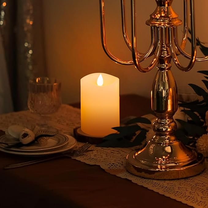 3x4 Flameless Candles Set of 1, 2AA Battery Life 600 Hours Battery Candles Flickering with Timer, 4 inch Flameless Candles with Remote for Indoor/Outdoor, White