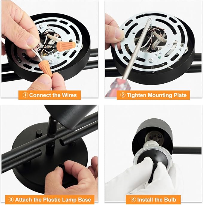 BoostArea 5 Light Track Lighting Kit, Black 5 Way Ceiling Spot Lighting, Center Swivel Track Light Heads, Flexibly Rotatable Light Head for Kitchen, Living Room, Bedroom, GU10 Bulb Not Included