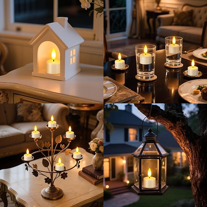 Yme Rechargeable Flameless Tea Lights Candles with Remote & Magnetic Charging Base, 6pcs Waterproof Battery Operated LED Flickering Votive Candles with Timer for Home Lantern Pool Wedding Party Decor
