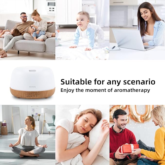 300ML Essential Oil Diffuser with 7-Color LED Lights and Remote Control, Modern Minimalist Design, High-Efficiency Ultrasonic Mist Aromatherapy Diffuser for Home