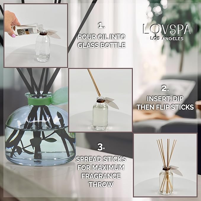LOVSPA Coconut Cabana Diffuser Oil - Luxury Essential Oils for Diffuser Refill & Air Freshener Room Spray - Long-Lasting & Natural Home Fragrance, Scented Oil for Diffusers, USA Made, 4oz