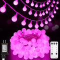 Minetom Globe String Lights, 33 Feet 100 Led Fairy Lights Plug in, 8 Modes with Remote Mini Globe Lights for Indoor Outdoor Bedroom Party Wedding Garden Christmas Tree Decor, Pink