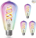 Feit Electric ST21 Smart Spiral LED Filament Edison Bulb, 60W Equiv, RGBW Color Changing, Dimmable, 2.4GHz Wi-Fi Enabled, Works with Alexa & Google Home, App Control, ST2160/RGBW/FIL/AG/4, 4 Pack