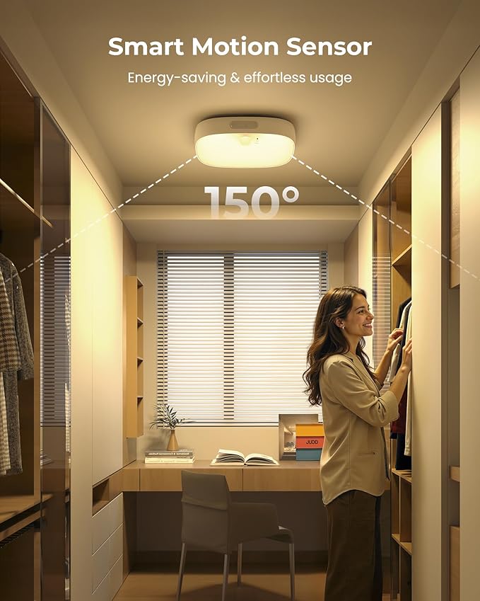 FULEN Shower Lights IP65 Waterproof, Motion Sensor Ceiling Light, Rechargeable Closet Light with 10000mAh Battery, LED Shower Lamp for Bathroom, Cordless Ceiling Lamp with RGB Colors, Remote Control