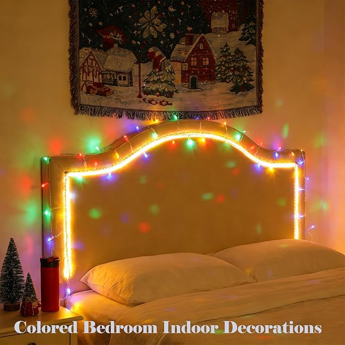 Pastel Easter String Lights, Multicolor Plug in Christmas Lights with 33ft Clear Wire 100 LEDs & 8 Modes for Christmas Tree, Bedroom, Patio and Parties Indoor Outdoor Hanging Decor (Colored)