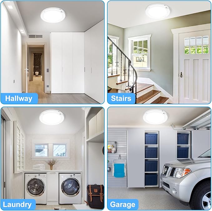 Youtob Motion Sensor Ceiling Light 15W 1200LM, ETL Listed, LED Flush Mount Round Lighting Fixture for Stairs, Porches, Closets, Basements, Hallways, Pantries, Laundry Rooms(4000K Cool White)