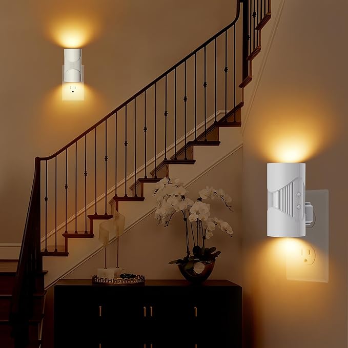 easuntec Night Light, Night Lights Plug into Wall, Warm Led Night Light, Dusk to Dawn Light Sensor, 3 Light Modes, Dimmable Night Lights for Bedroom Bathroom Hallway Kitchen Stairs (White, 2 Pack)