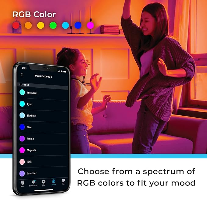 Globe Electric 50589 Color-Changing A19 LED Smart Light Bulb, 2.4 GHz Wi-Fi, 60W Equivalent 800LM, Works with Alexa Only, 1-Pack