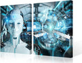 TUMOVO 3 Pieces AI Intelligence Wall Decorations for Living Room Canvas Paitings Data Analysis Home Decor Robot Artwork House Art Prints Posters and Prints Framed Ready to Hang, 24" Wx16 H