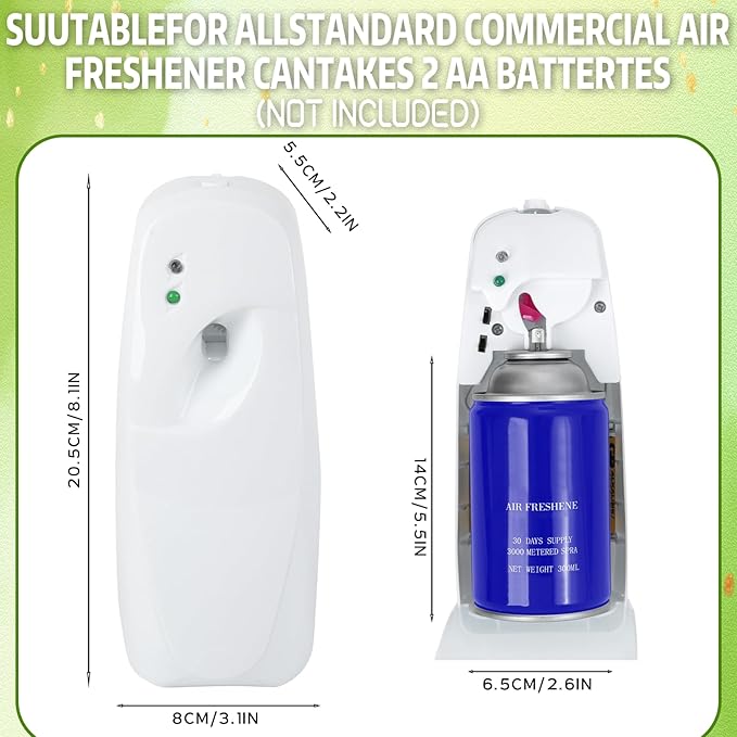 Automatic Air Freshener Spray Dispenser Home indoor Wall Mounted Automatic Spray Dispenser Air Freshener Spray, Commercial and Home Use, Bathroom, Hotel, Office and Public Area (White, 8 Pcs)