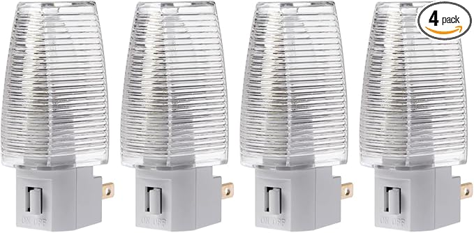 Projectpak Plug in Night Light with Manual On/Off Switch for Hallway, Kid’s Bedroom, Stairways – Includes 4W Incandescent Bulb | 4 Pack