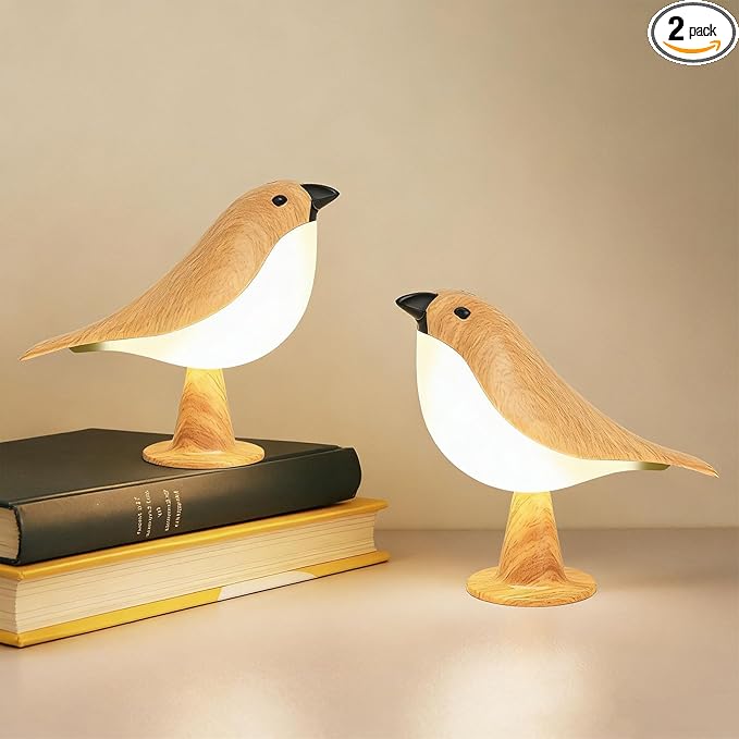 2Pack Cute Bird Table Lamp, Touch Control/Dimmable Brightness/3 Color Temperature/Cordless Desk Lamp Bedside Lamps for Nightstand, Bedroom, Small Space, Decoration