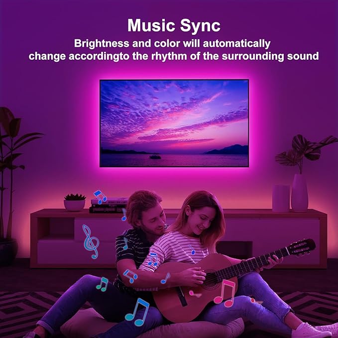 Led Lights for TV Led Backlight, 13.1ft TV Led Light Strip for 45-60 inch tv lights That change with Music Backlights, RGB Led TV Light with Remote, Music Sync Bluetooth APP Control USB Powered