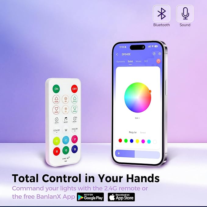 RGB Hexagon Lights with Remote, Music Sync Mode & 358+ Colors, LED Hexagon Lights for Gaming Room, Gym Lighting, Garage, Room Decor, Basement, Shop Light, Bar Lighting