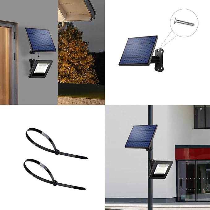 Solar Flood Lights Outdoor Dusk to Dawn Solar Light 4400mAh Waterproof LED 3000K Warm White Solar Powered Lighting for Outside, Wall, Patio