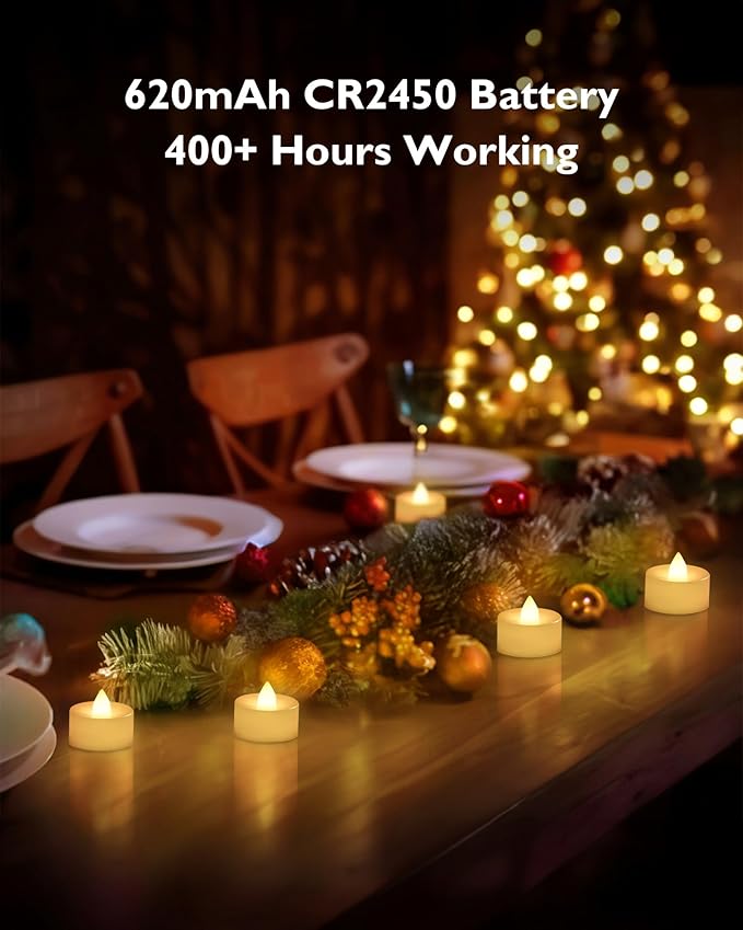 BEICHI Remote Candles, 12 Pack Timer Candle, Flameless Tea Lights Candles Battery Operated, Flickering LED Tea Lights, Timer Battery Votive Candles- Warm White- Ivory Base