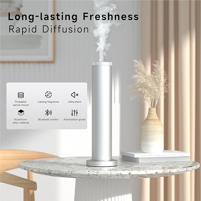 New Upgraded Waterless Scent Oil Nebulizer – Smart App & Remote Control, Covers Up to 4000 Sq Ft, Quiet Aroma Diffuser for Home, Hotel & Office, Up to 20H Runtime & Timer