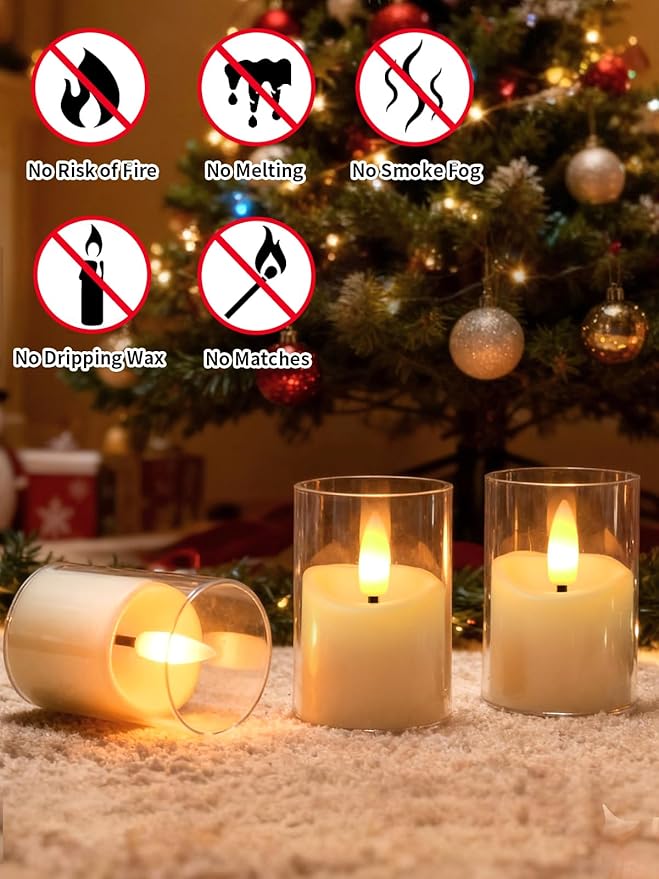 Rechargeable Flameless Tea Light Candles with Timer Remote, 1.7"x2.5" Acrylic Small Votive Electric LED Candles Battery Operated for Home Aniversary Wedding Holiday Decor (Pack of 6, White)