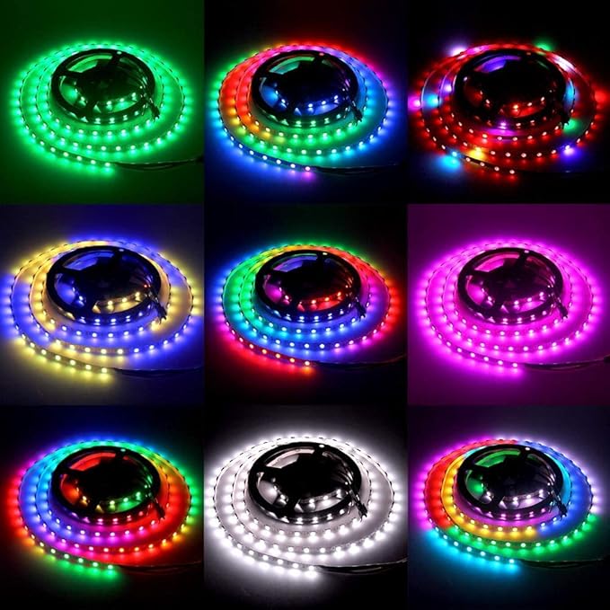 ALITOVE 5mm WS2812B Individually Addressable RGB LED Strip Light 6.6ft 120 LEDs 0.19in Super Narrow Programmable Dream Color Digital LED Pixel Tape Light 5V for Home Theater Bedroom Bar Decor Lighting