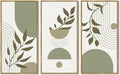 KUVIOKE Boho Light Green Wall Art Framed Botanical Leaf Artwork Minimalist Line Decor for Bathroom Living Room 8x16in3pcs Natural Framed