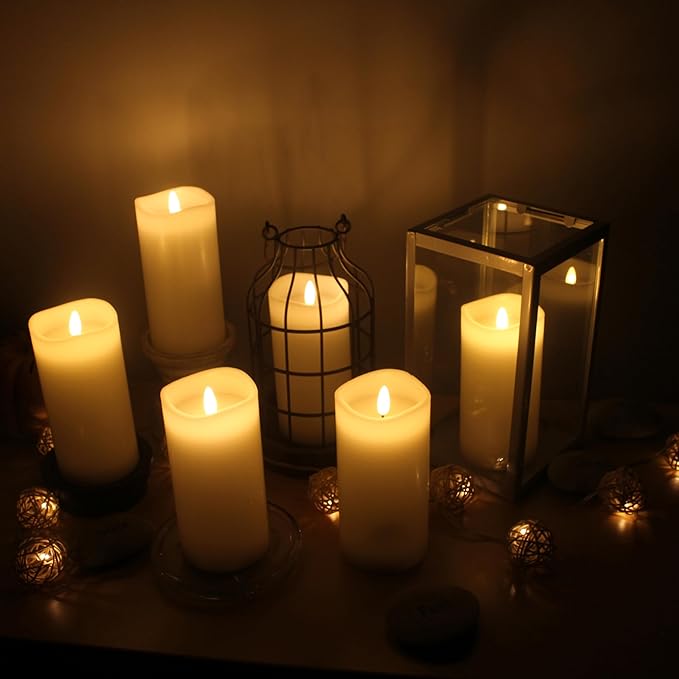 Stonebriar 3 Count White Real Wax 3x6 Flameless LED Pillar Candles with Remote and Timer