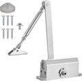 MECCANIXITY Door Closer Automatic Door Closer for 25-65kg Outdoor Internal Metal Wooden Doors,180D Spring Hydraulic Auto Door-Closer Automatic Adjustable Closer(Silver,Aluminum)