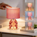 MJ PREMIER Pink Rechargeable Table Lamp Battery Powered Lamp Dimmable Touch Control 3 Color Night Light, Wireless Portable Desk Lamp with USB for Girls Bedroom, Nightstand Kids Room, Home Decor