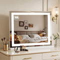 Vanity Mirror with Lights 23"x19", LED Makeup Mirror, 3 Color Lighting Modes, 10X Magnification, Smart Touch Control, Dimmable, Aluminum Metal Frame, Lighted Up for Vanity Desk (White)