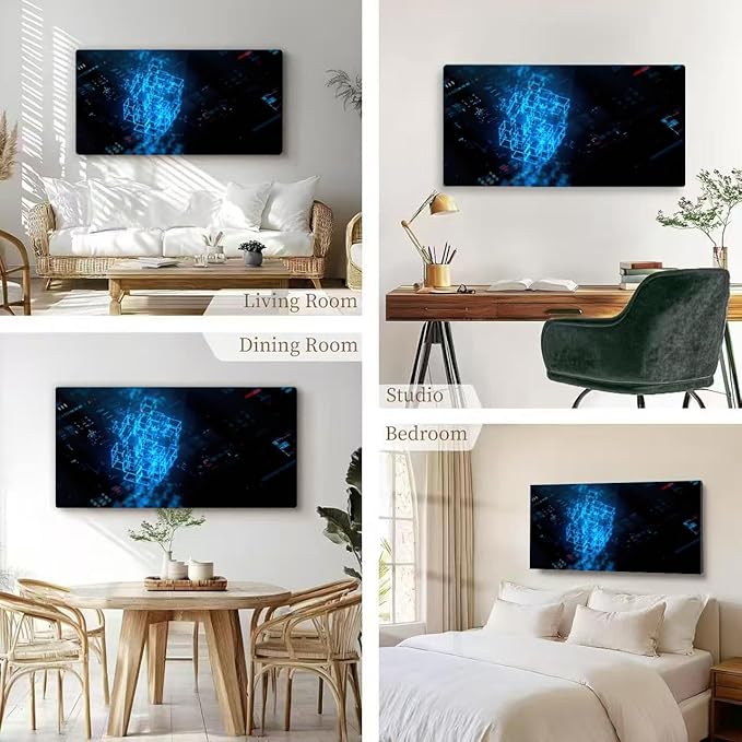 Wibinuki Wall Art Wall Decor Wall Paintings Big da array and infos on The future of quantum technology and AI for Living Room Bedroom Bathroom Home Decor Can Be Hung Directly 20"x 40"
