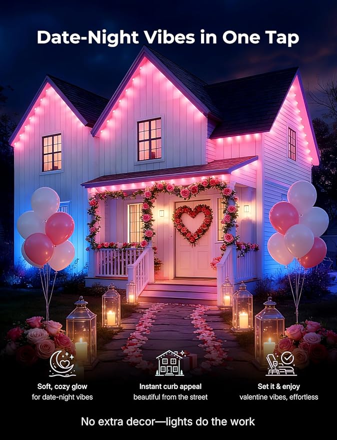 Smart 50FT Permanent Outdoor Lights, RGB LED Lights Outside with App Control - DIY Colors Scene Modes, IP67 Waterproof Eaves Lights for Christmas Halloween Holiday Daily House Roof Eternity Lighting