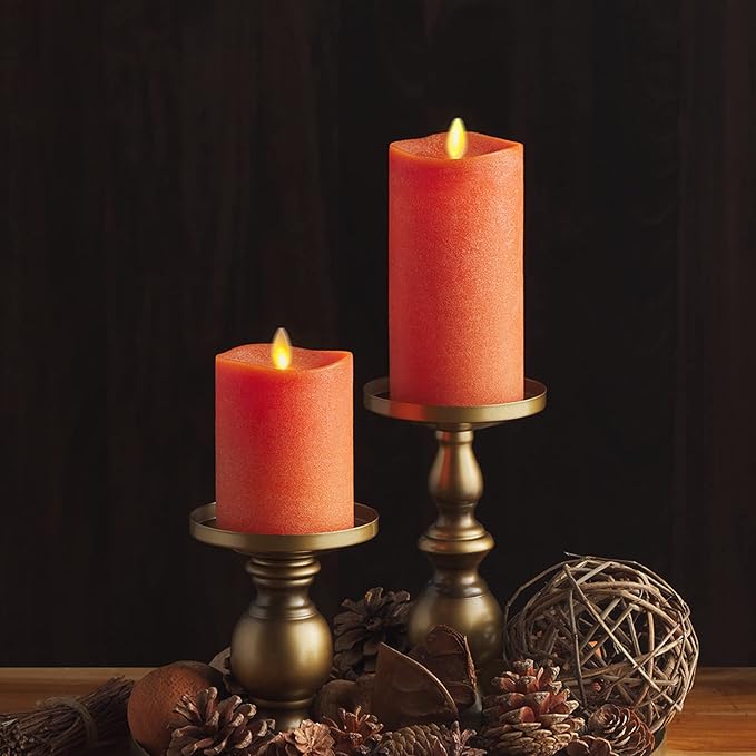 Luminara - Flameless LED Battery Operated Flickering Pillar Candles - Burnt Orange - Pack of 1-3x4.5 - Realistic Moving Flame Real Wax Indoor/Outdoor Decor