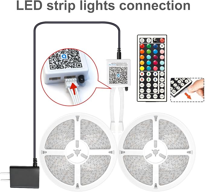 DAYBETTER LED Strip Lights 150 ft, Smart LED Lights for Bedroom, Bluetooth Led Light Strips with Remote, App Control, DIY Colors, RGB Color Changing LED Strip Lighting Music Sync, Party, Room Decor
